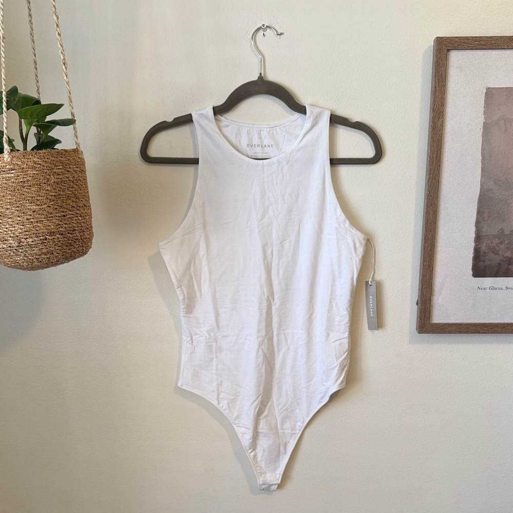 NWT Everlane Cutaway Tank Bodysuit, Thong, White, Sz M